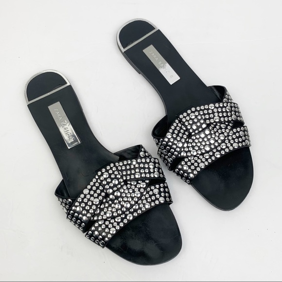 Zara | Flat Criss Cross Sandals With Studs
